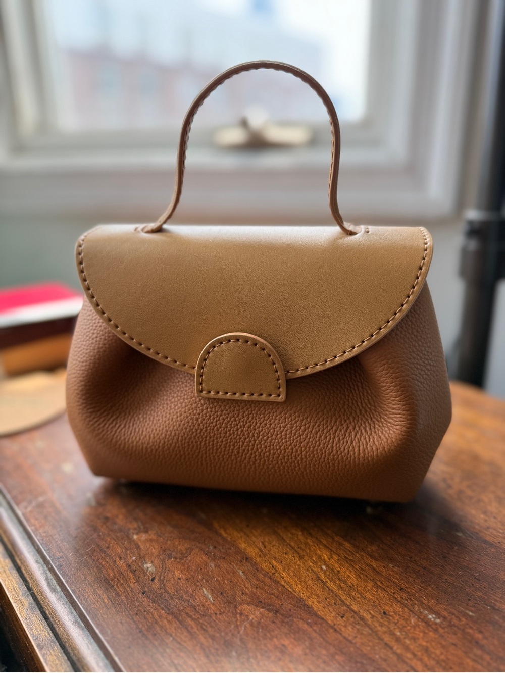 Tan Leather Top-Handle Women's Bag